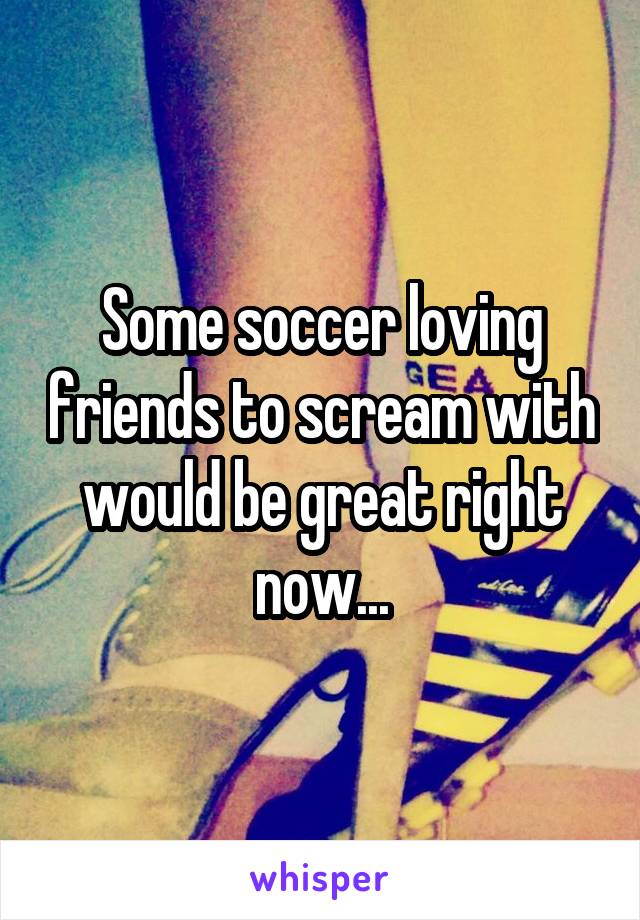 Some soccer loving friends to scream with would be great right now...