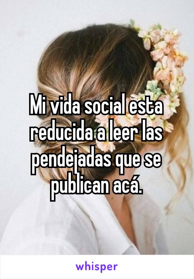 Mi vida social esta reducida a leer las pendejadas que se publican acá.