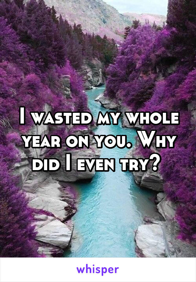 I wasted my whole year on you. Why did I even try? 