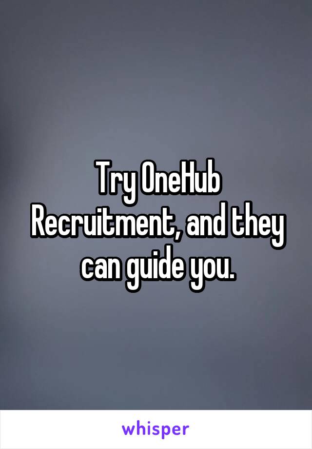 Try OneHub Recruitment, and they can guide you.