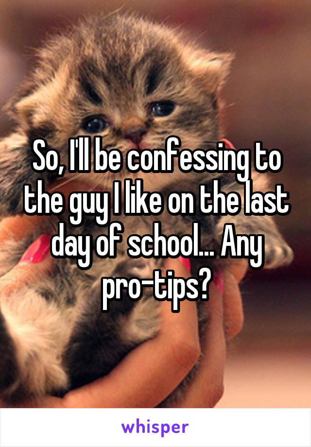 So, I'll be confessing to the guy I like on the last day of school... Any pro-tips?