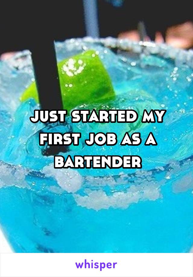 just started my first job as a bartender