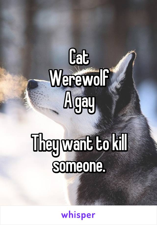 Cat
Werewolf
A gay

They want to kill someone.