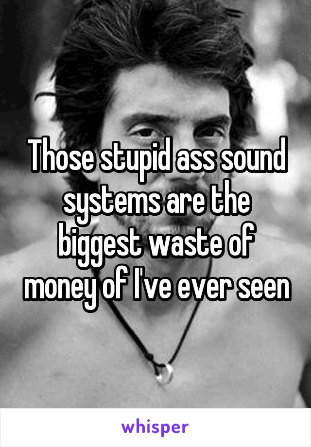 Those stupid ass sound systems are the biggest waste of money of I've ever seen