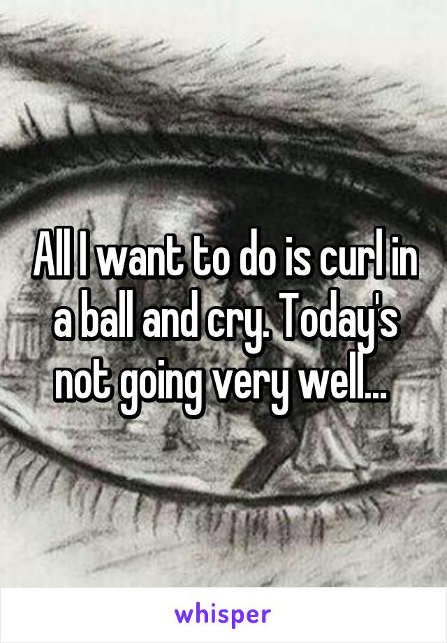 All I want to do is curl in a ball and cry. Today's not going very well... 