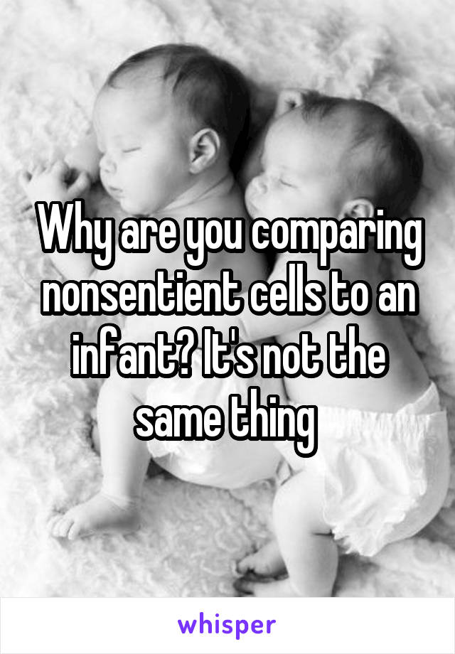 Why are you comparing nonsentient cells to an infant? It's not the same thing 