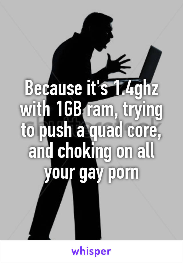 Because it's 1.4ghz with 1GB ram, trying to push a quad core, and choking on all your gay porn