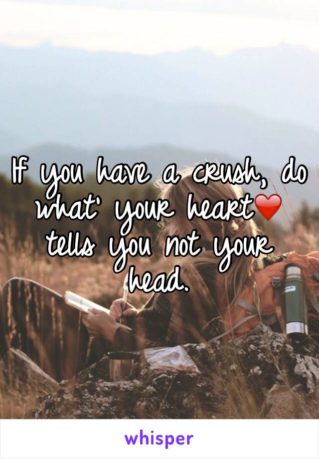 If you have a crush, do what' your heart❤️ tells you not your head.