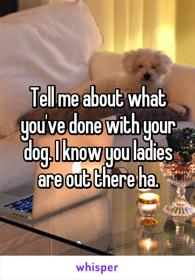 Tell me about what you've done with your dog. I know you ladies are out there ha.