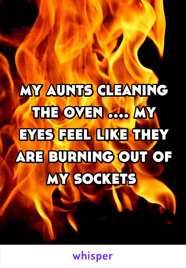 my aunts cleaning the oven .... my eyes feel like they are burning out of my sockets 