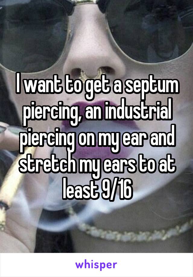 I want to get a septum piercing, an industrial piercing on my ear and stretch my ears to at least 9/16