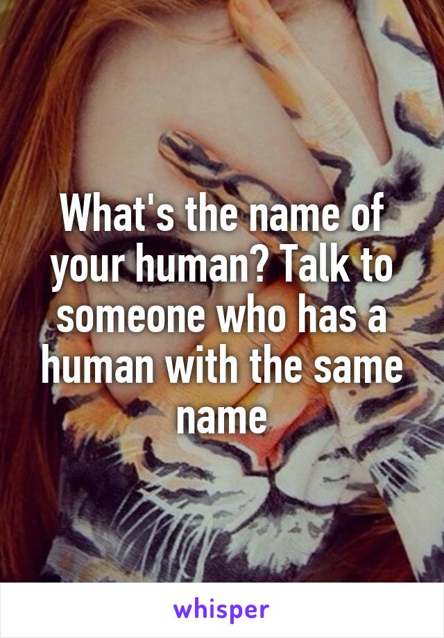 What's the name of your human? Talk to someone who has a human with the same name