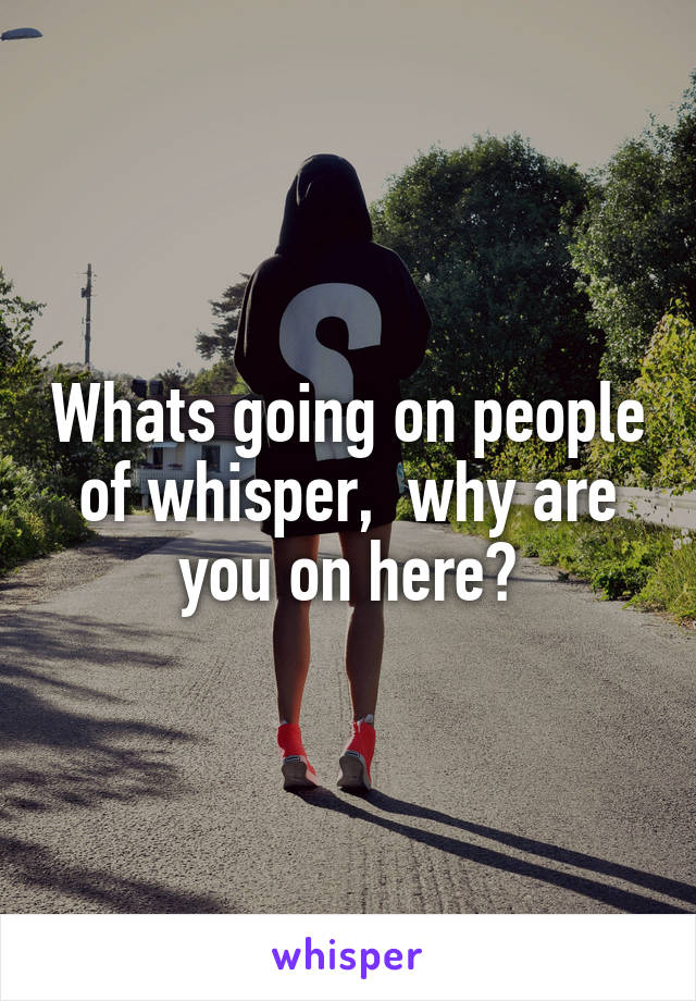 Whats going on people of whisper,  why are you on here?