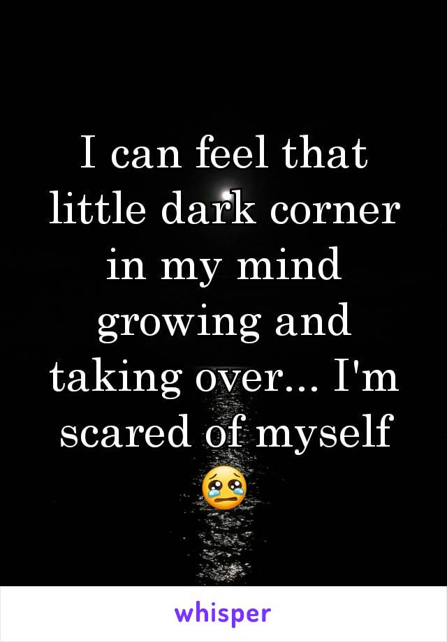 I can feel that little dark corner in my mind growing and taking over... I'm scared of myself 😢