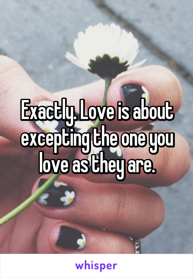 Exactly. Love is about excepting the one you love as they are.