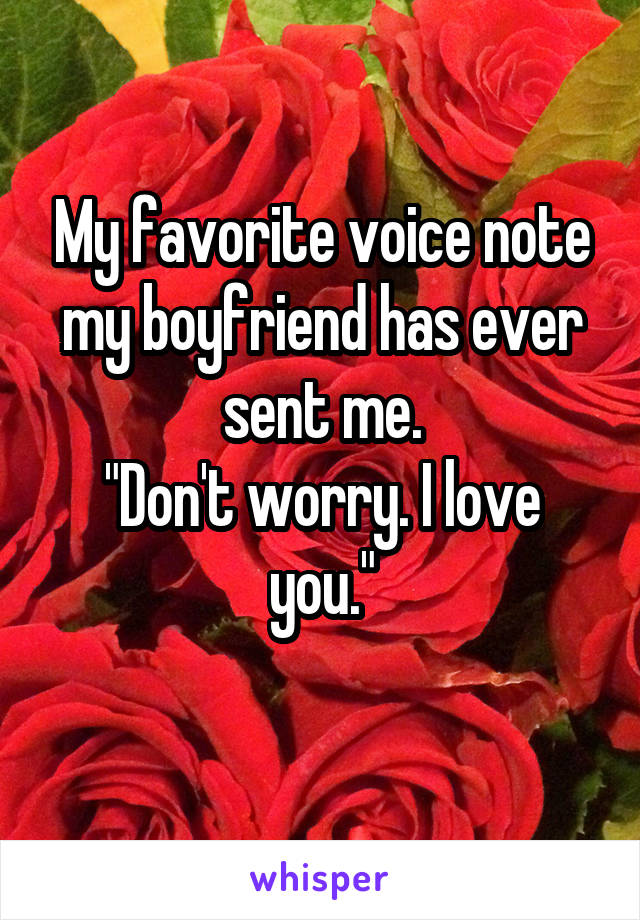 My favorite voice note my boyfriend has ever sent me.
"Don't worry. I love you."
