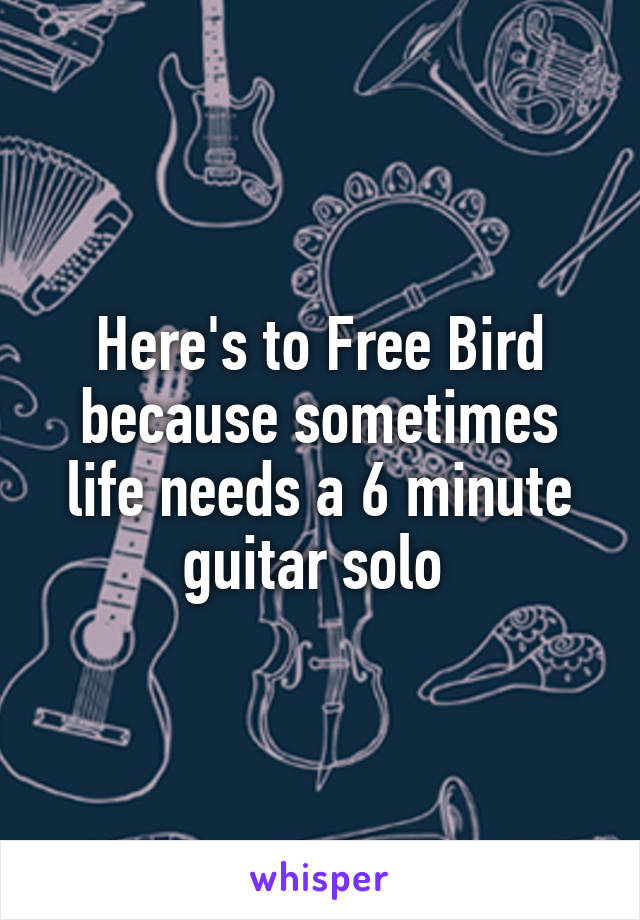 Here's to Free Bird because sometimes life needs a 6 minute guitar solo 