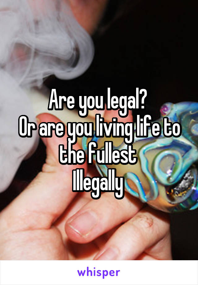 Are you legal? 
Or are you living life to the fullest 
Illegally 