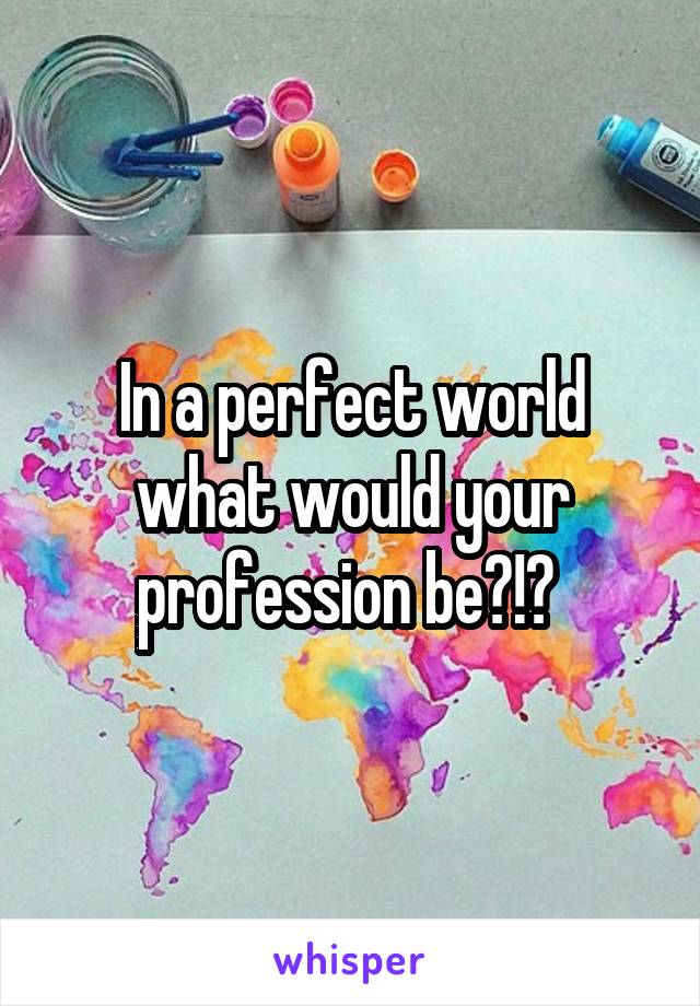 In a perfect world what would your profession be?!? 