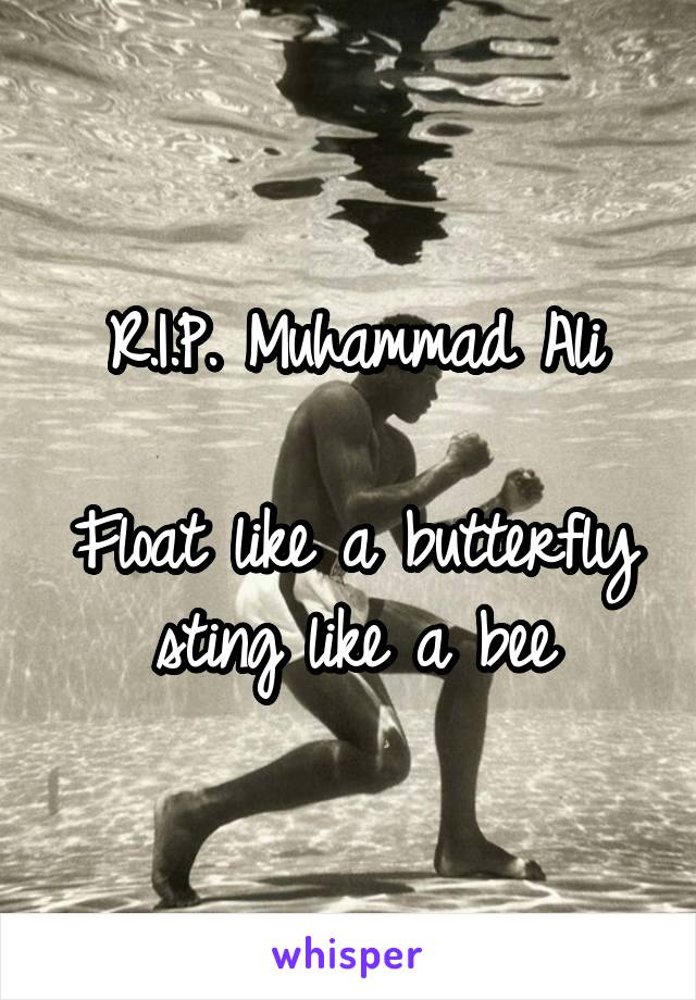 R.I.P. Muhammad Ali

Float like a butterfly sting like a bee