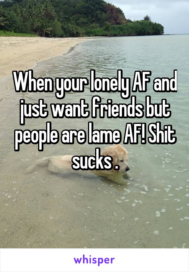 When your lonely AF and just want friends but people are lame AF! Shit sucks .
