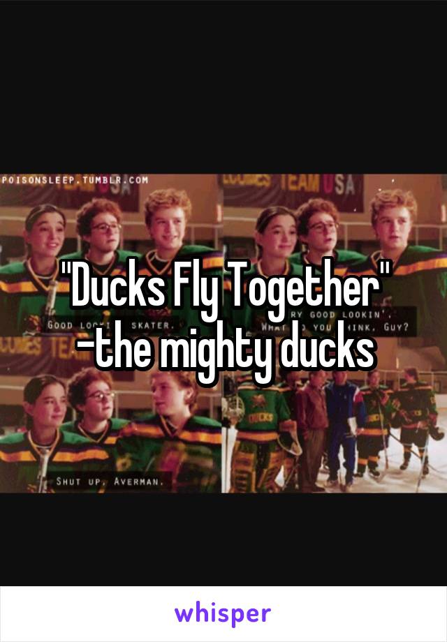 "Ducks Fly Together"
-the mighty ducks