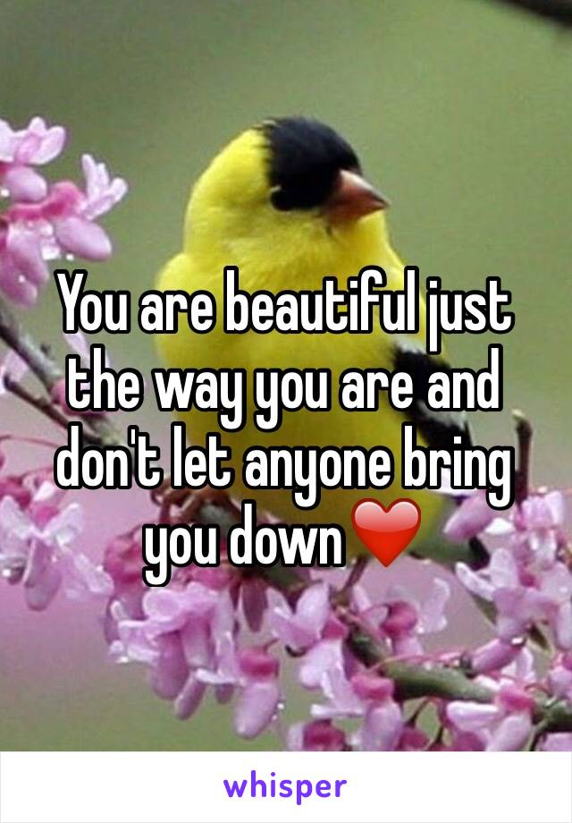 You are beautiful just the way you are and don't let anyone bring you down❤️