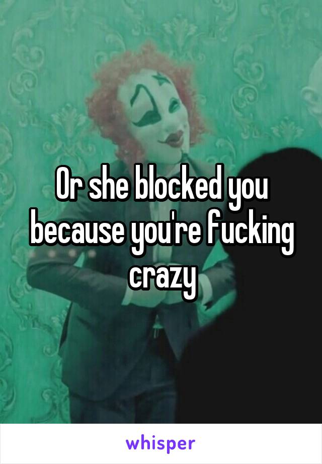 Or she blocked you because you're fucking crazy