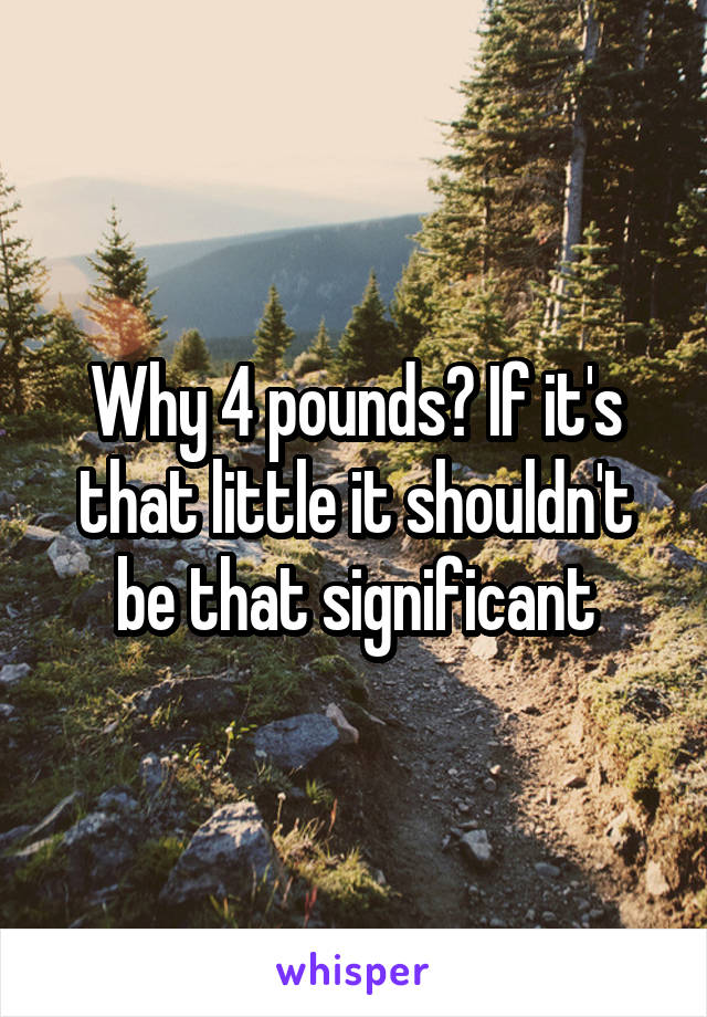 Why 4 pounds? If it's that little it shouldn't be that significant