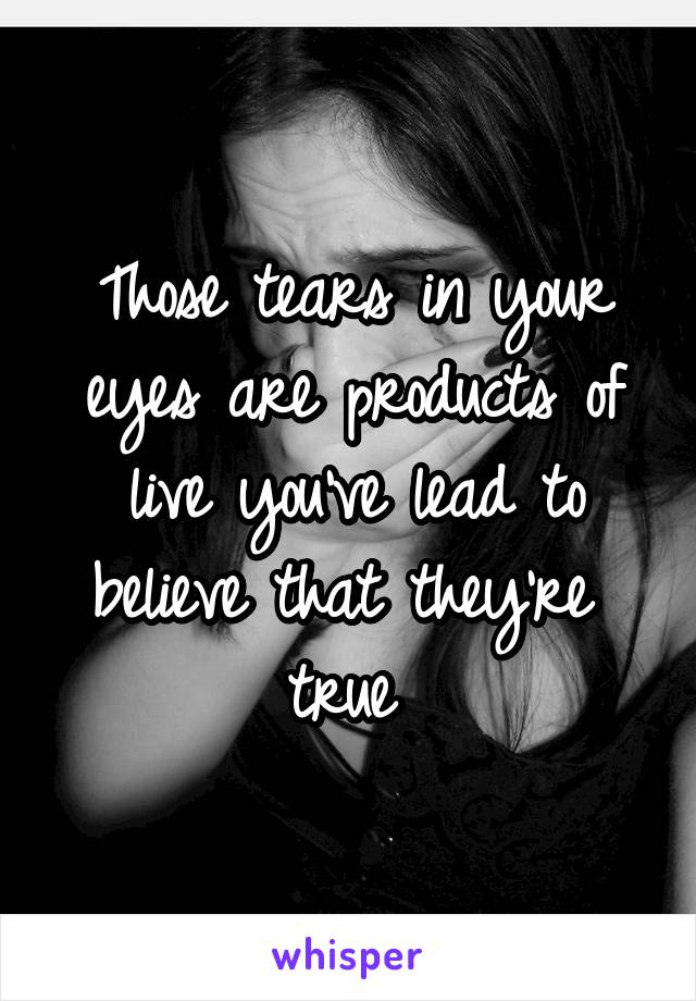Those tears in your eyes are products of live you've lead to believe that they're 
true 