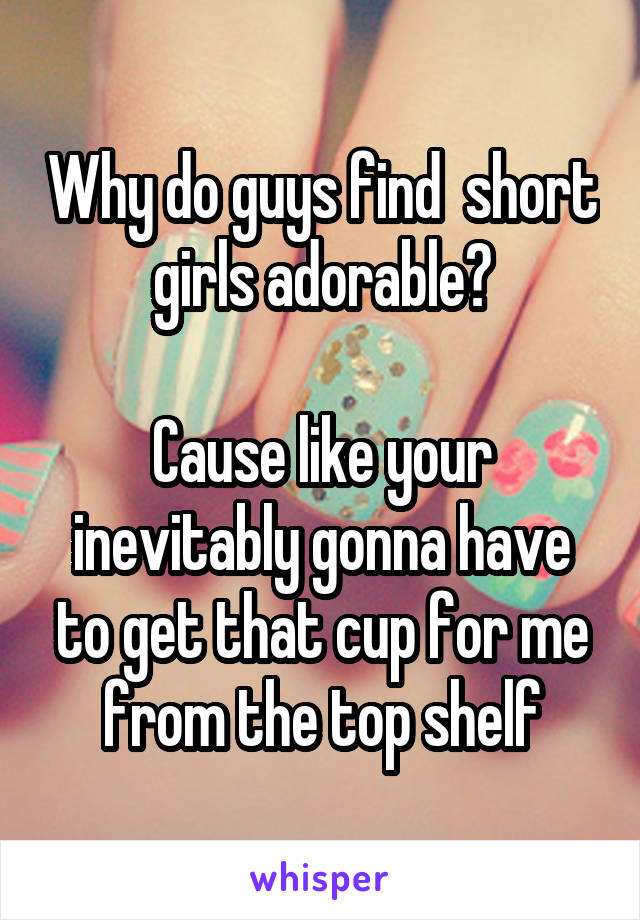 Why do guys find  short girls adorable?

Cause like your inevitably gonna have to get that cup for me from the top shelf