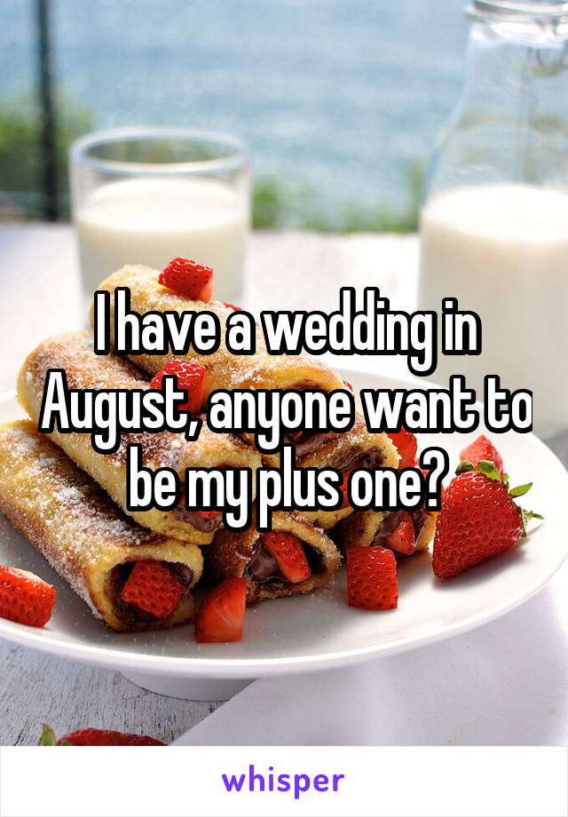 I have a wedding in August, anyone want to be my plus one?