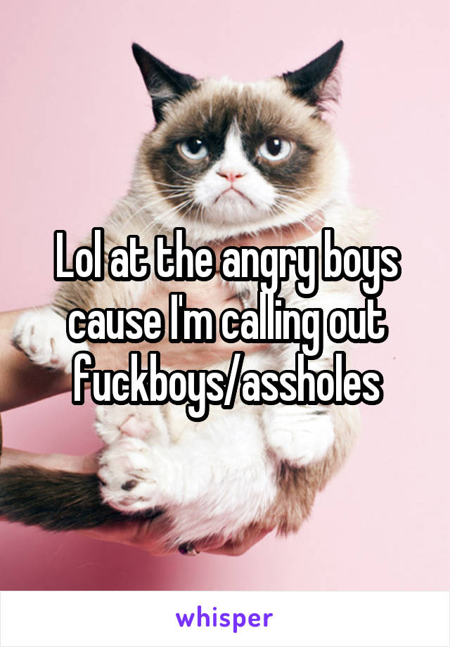 Lol at the angry boys cause I'm calling out fuckboys/assholes