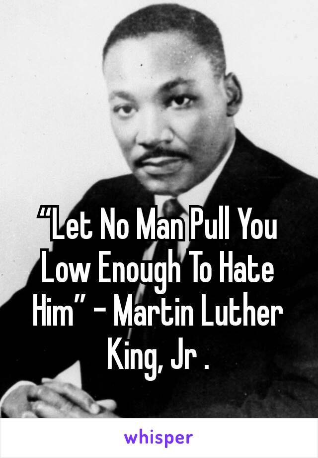 “Let No Man Pull You Low Enough To Hate Him” – Martin Luther King, Jr .