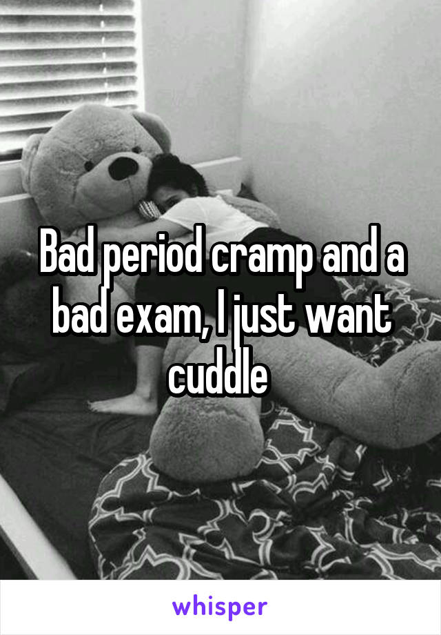 Bad period cramp and a bad exam, I just want cuddle 
