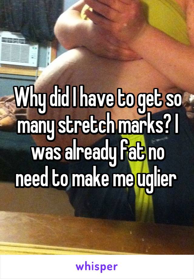 Why did I have to get so many stretch marks? I was already fat no need to make me uglier 