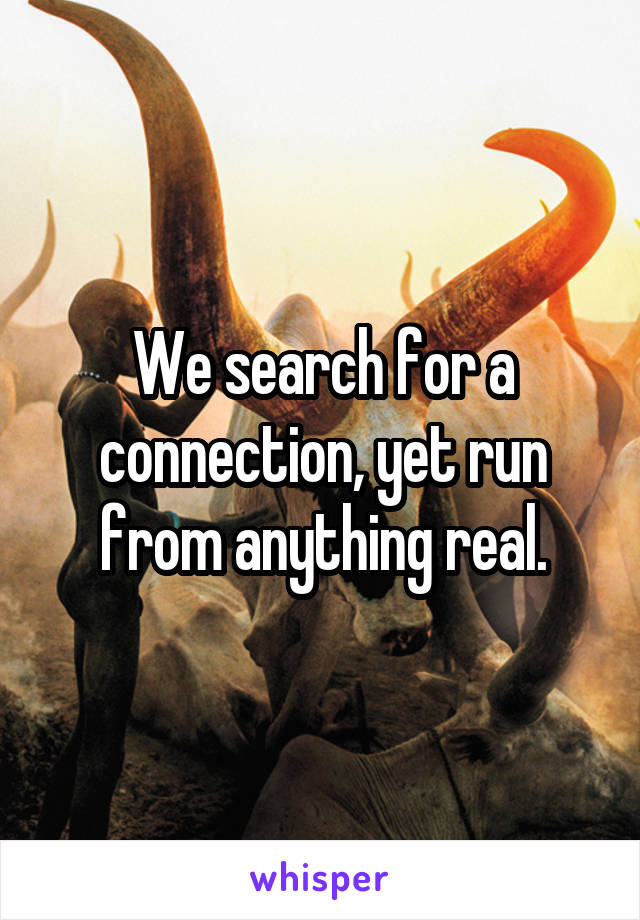 We search for a connection, yet run from anything real.