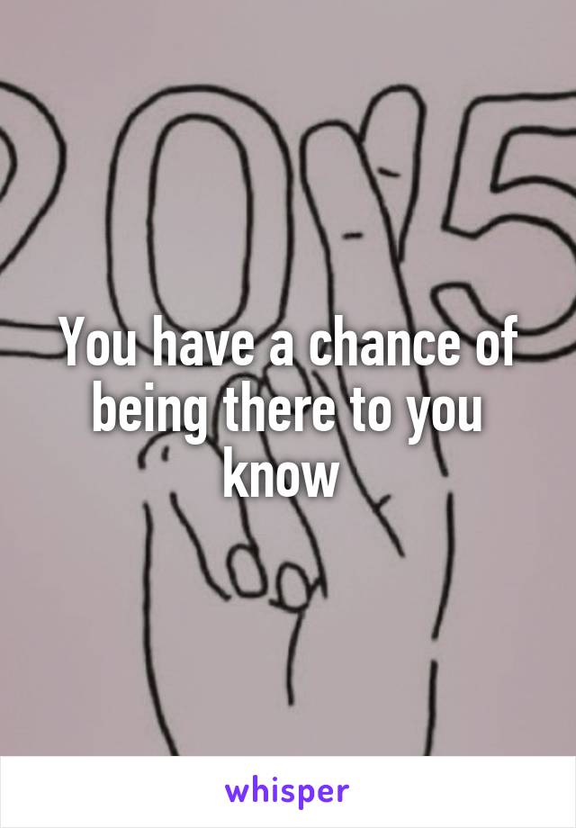 You have a chance of being there to you know 