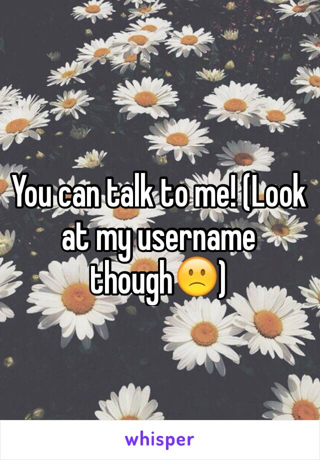 You can talk to me! (Look at my username though🙁)