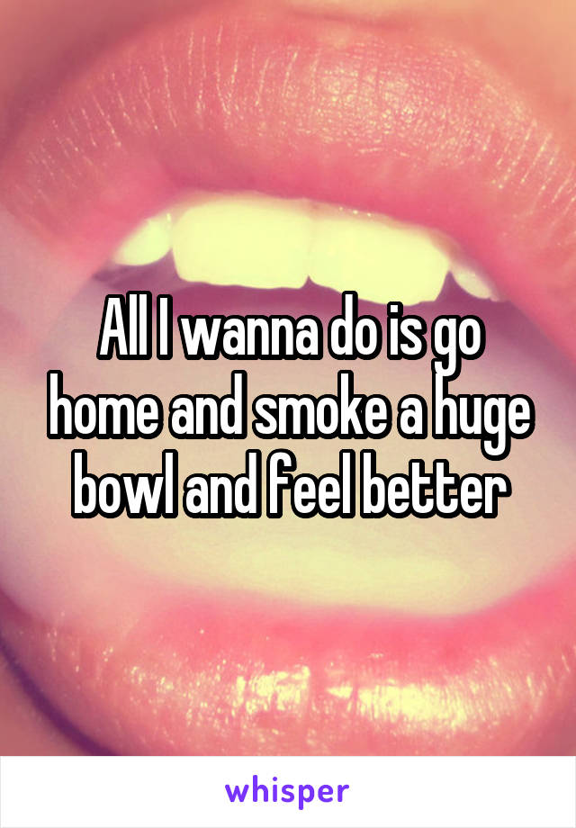 All I wanna do is go home and smoke a huge bowl and feel better