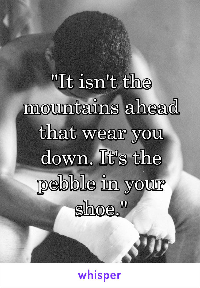 "It isn't the mountains ahead that wear you down. It's the pebble in your shoe."