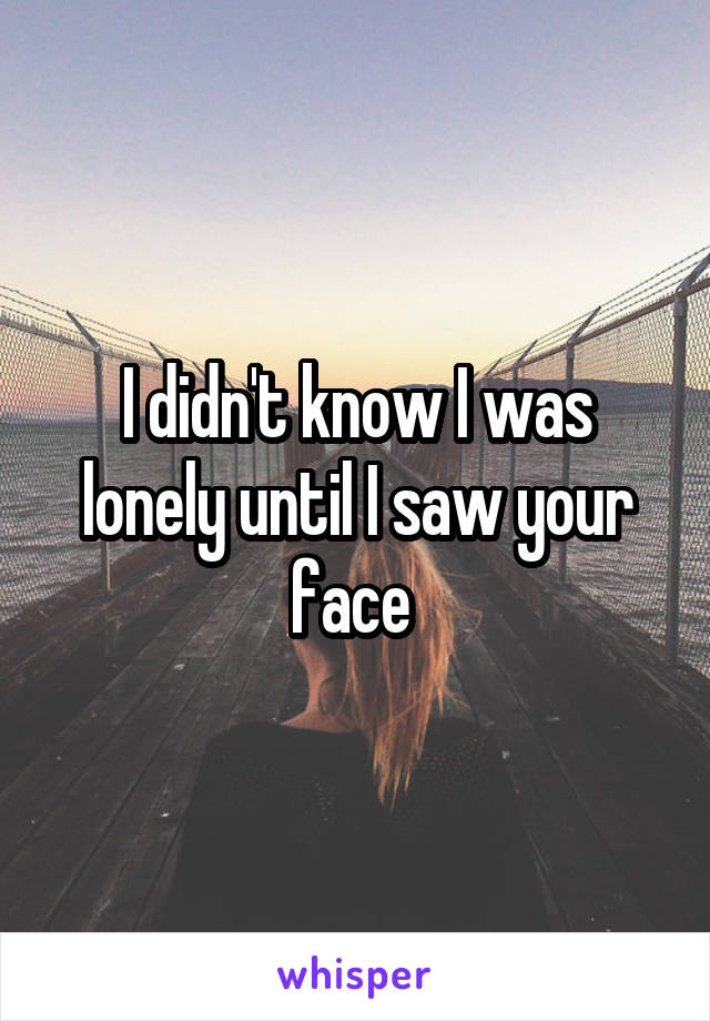 I didn't know I was lonely until I saw your face 