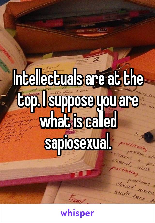 Intellectuals are at the top. I suppose you are what is called sapiosexual.