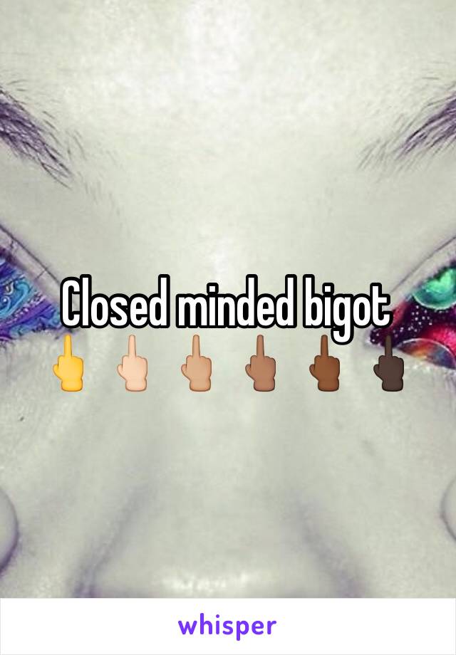 Closed minded bigot    🖕🖕🏻🖕🏼🖕🏽🖕🏾🖕🏿