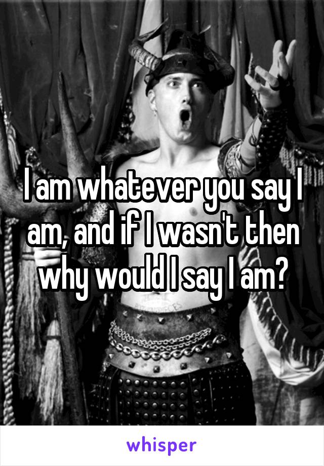 I am whatever you say I am, and if I wasn't then why would I say I am?