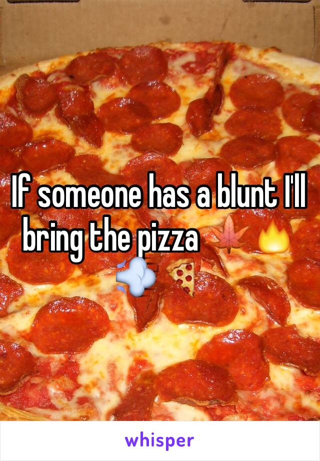 If someone has a blunt I'll bring the pizza 🍁🔥💨🍕