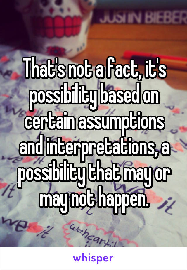 That's not a fact, it's possibility based on certain assumptions and interpretations, a possibility that may or may not happen.