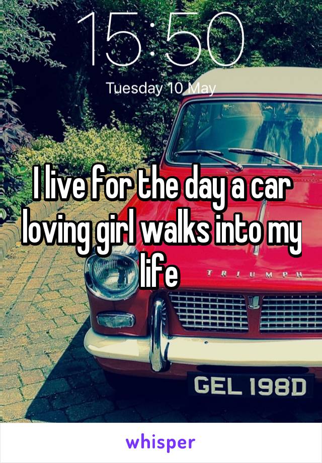 I live for the day a car loving girl walks into my life 