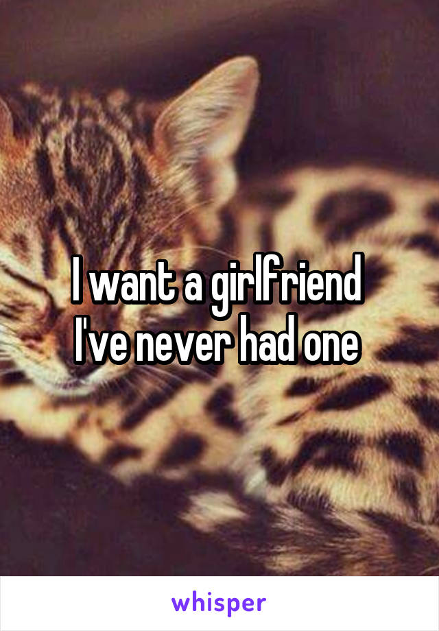 I want a girlfriend 
I've never had one 