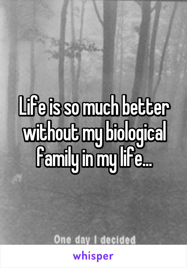 Life is so much better without my biological family in my life...